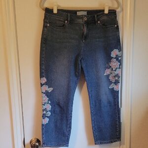 Women's Blue Floral Embroidered Jeans